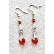055 boucles d'oreilles coeur swarovski rouge